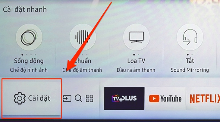 chọn mục Cài đặt có hình bánh răng