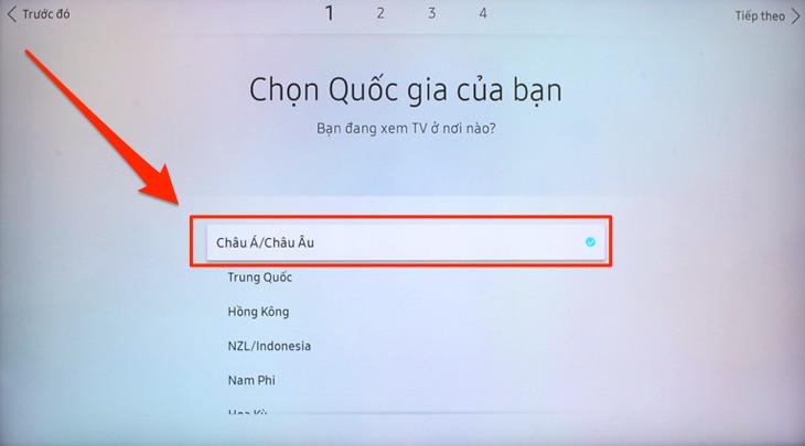 chọn quốc gia là Châu Á/Châu Âu