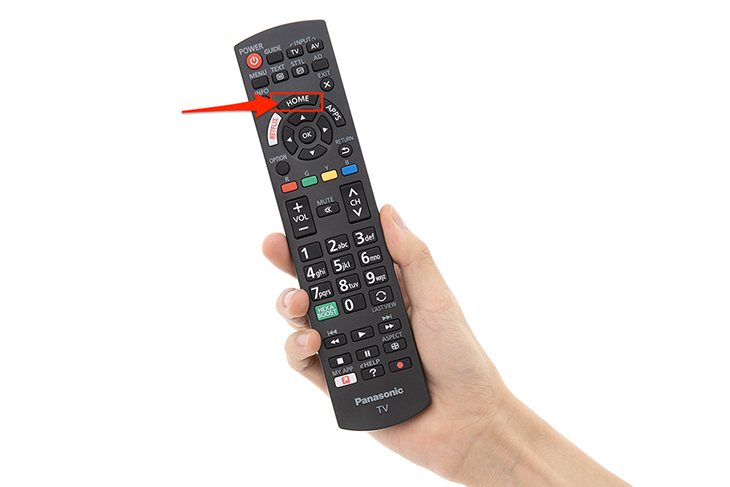 Trên remote, chọn nút “Home”