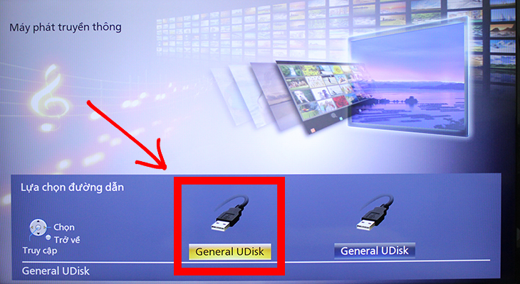 Chọn USB bạn đang kết nối