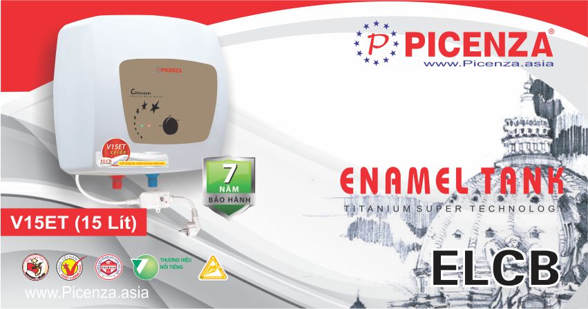 Bình nóng lạnh Picenza V15ET 15 lít