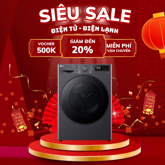 Máy sấy bơm nhiệt LG DVHP50M inverter 10.5 kg