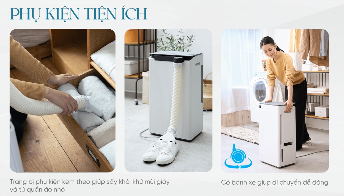 Máy hút ẩm kết hợp lọc khí Sharp DW-T30FV-W