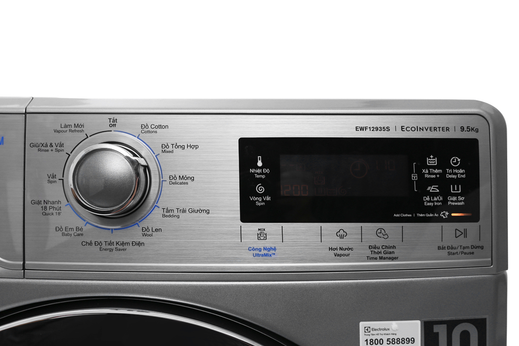 Máy Giặt Electrolux EWF12935S 9,5 Kg, Lồng Ngang (Xám bạc)